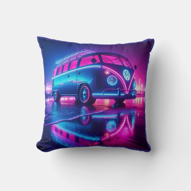 neon van life throw pillow (Front)