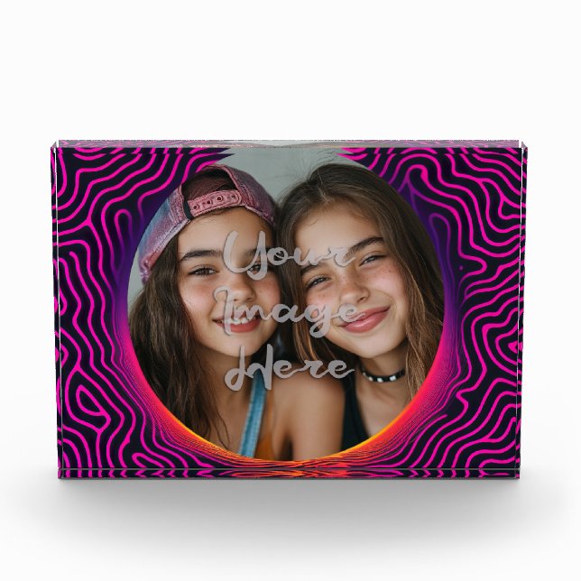 Neon Vaporwave Swirl Custom Photo Frame Block (Front)