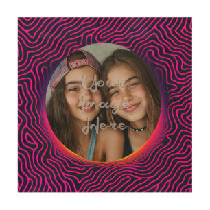 Neon Vaporwave Swirl Custom Photo Frame Wood Wall Art