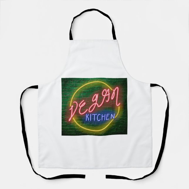 Neon Vegan Kitchen Sign Apron (Front)