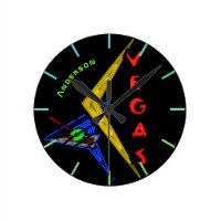 Neon Vegas Nevada Cocktail Personalized Wall Round Clock