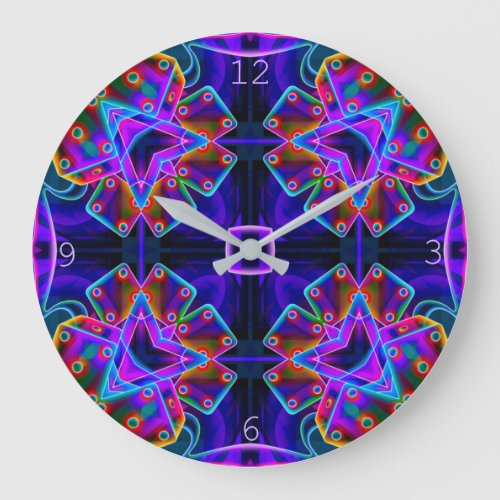 Neon Vegas Poker Black Light Rave Large Clock