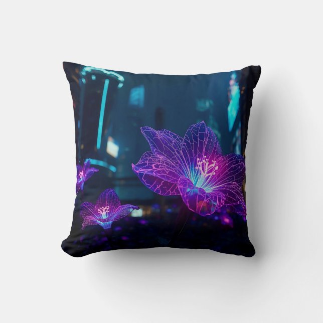 Neon Veins Throw Pillow (Front)