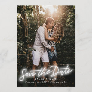 Neon Vertical Photo Save the Date Invitation