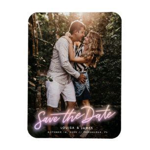 Neon Vertical Photo Save the Date Magnet