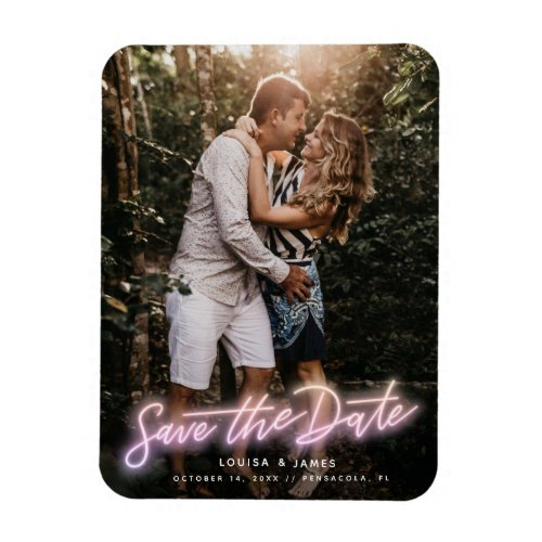 Neon Vertical Photo Save the Date Magnet