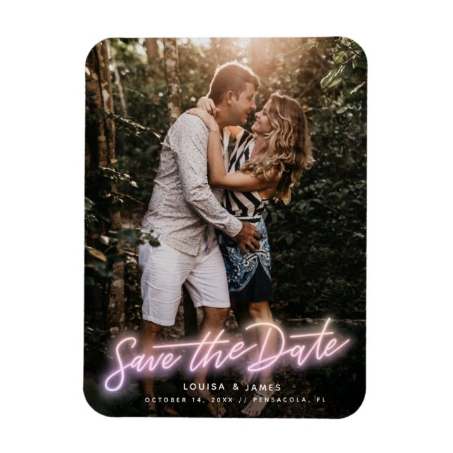 Neon Vertical Photo Save the Date Magnet (Vertical)
