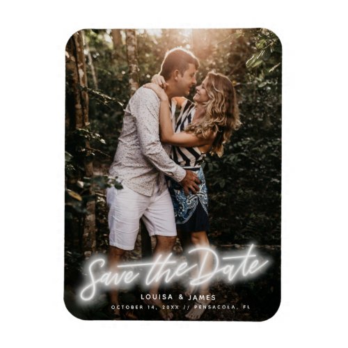 Neon Vertical Photo Save the Date Magnet
