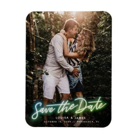 Neon Vertical Photo Save The Date Magnet