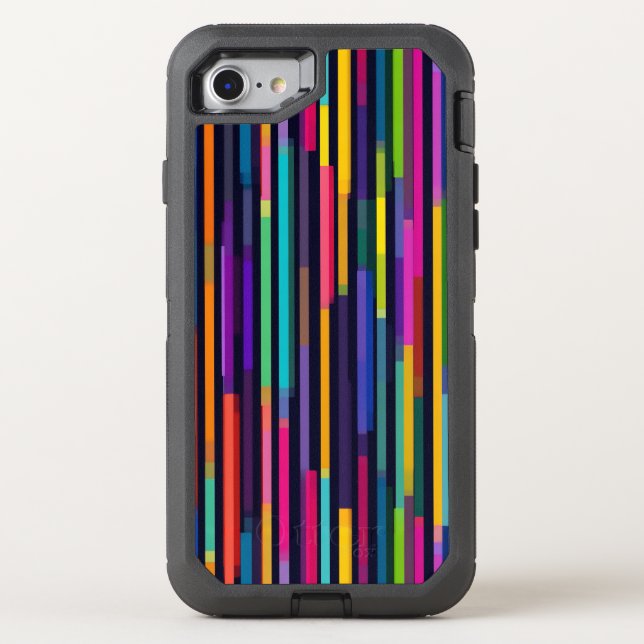 Neon Vertical Stripe Pattern Otterbox iPhone Case (Back)
