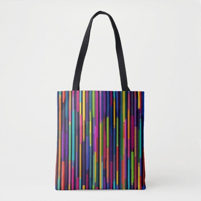Neon Vertical Stripe Pattern Tote Bag (Front)