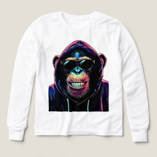 Neon Vibe – Stylish Chimpanzee in Hoodie and Sungl Tri-Blend Shirts