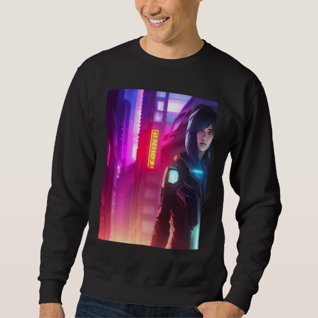 Neon Vibrant Woman Girl Pink Red Purple Look City Sweatshirt (Front)