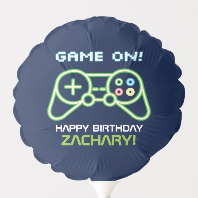 Neon Video Game Arcade Birthday Party Balloon (Front)