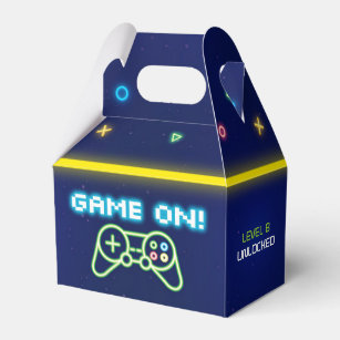 Neon Video Game Arcade Birthday Party Favor Box