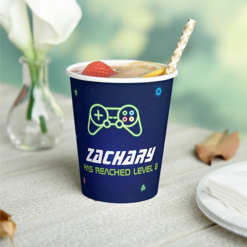 Neon Video Game Arcade Birthday Party Paper Cup