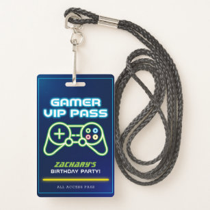 Neon Video Game Arcade Party VIP Badge