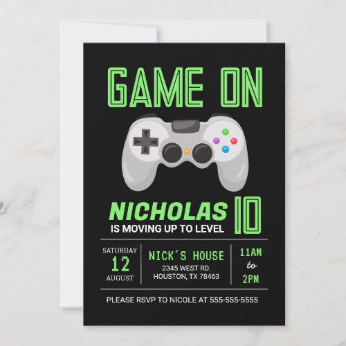 Neon Video Game Birthday Invitation