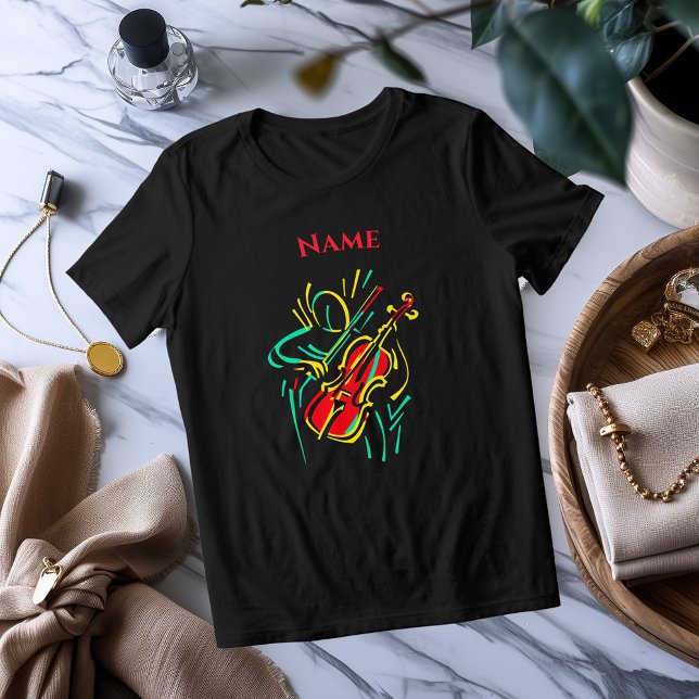 Neon Violin Line Art | Vibrant Musical T-Shirt Des Tri-Blend Shirt (Creator Uploaded)
