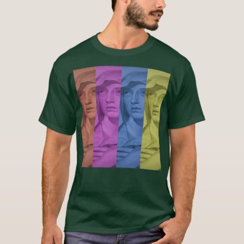 Neon Virgin Mary Rainbow glitch art T_Shirt