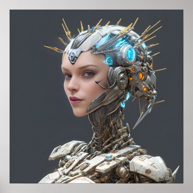 Neon Visionary: A Cybernetic Female Poster (Front)