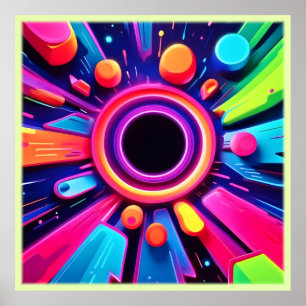 Neon Vortex Abstract Space Art Poster