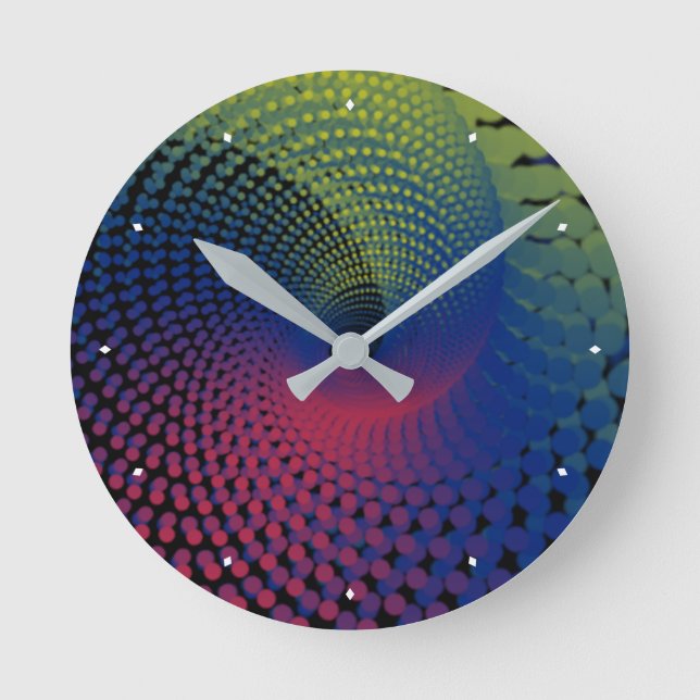 Neon Vortex Acrylic Wall Clock, Round (Medium) Round Clock (Front)