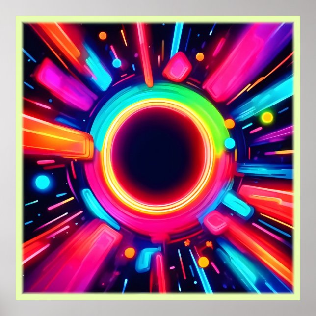 Neon Vortex of Light Art Poster (Front)