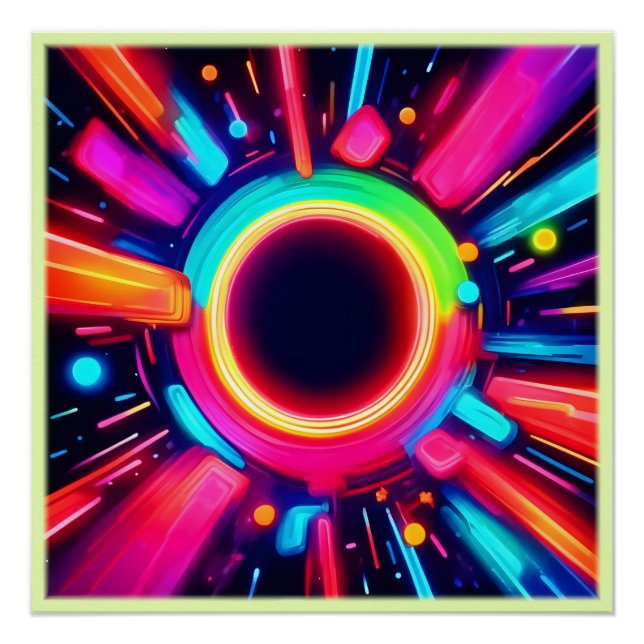 Neon Vortex of Light Art Poster (Front)