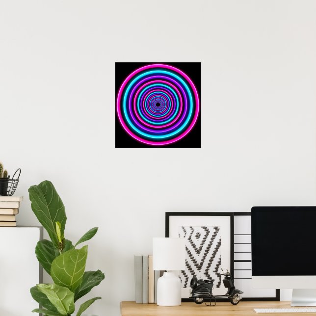 Neon Vortex Rings Poster (Home Office)