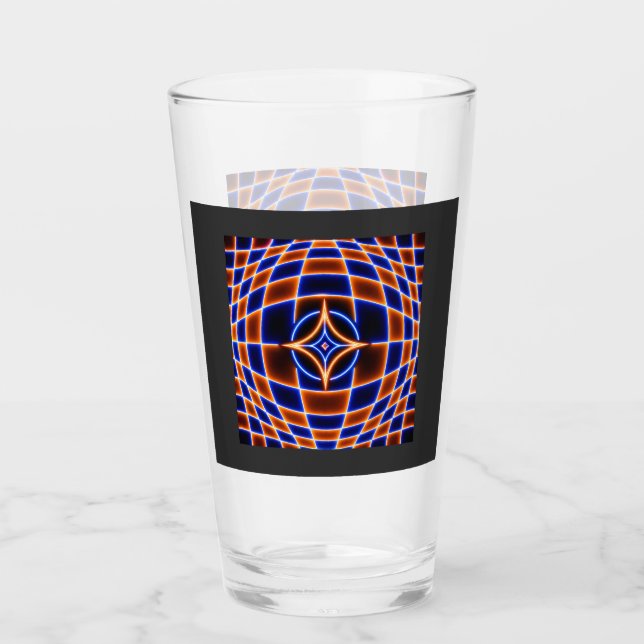 Neon Vortex Star Optical Illusion – Blue Orange Gl Glass (Front)