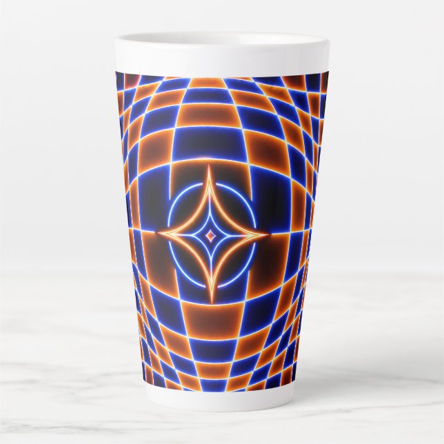Neon Vortex Star Optical Illusion – Blue Orange Gl Latte Mug (Front)