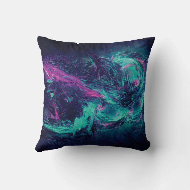 Neon Vortex Throw Pillow (Back)
