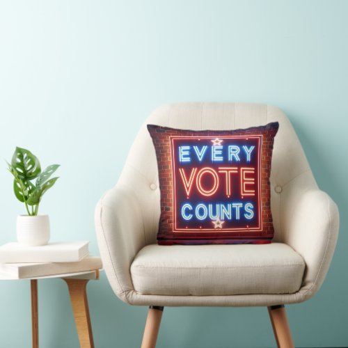 Neon Vote Sign Throw Pillow