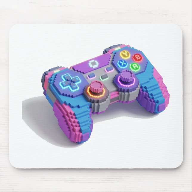 Neon Voxel Gaming Controller Mouse Pad (Front)