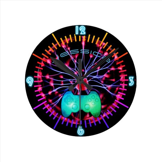 NEON Wall Clock Girl Gamers Plasma Ball
