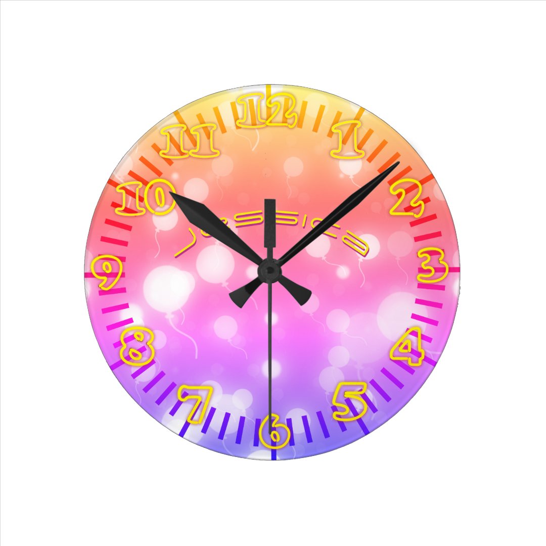 NEON Wall Clock PINK PURPLE Personalized Zazzle