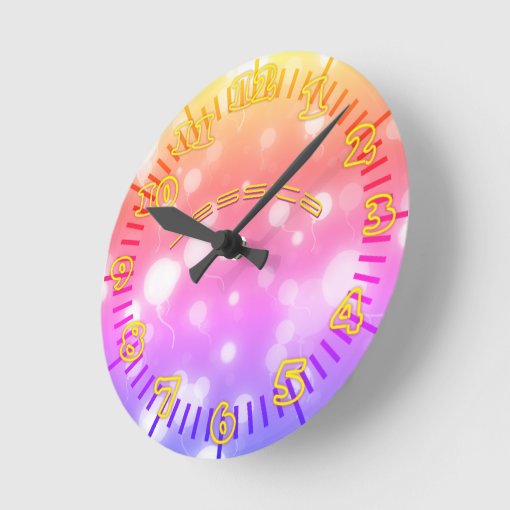 NEON Wall Clock PINK PURPLE Personalized Zazzle