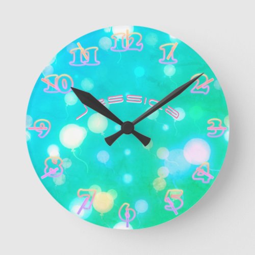 NEON Wall Clock Turquoise PINK SKY Personalized