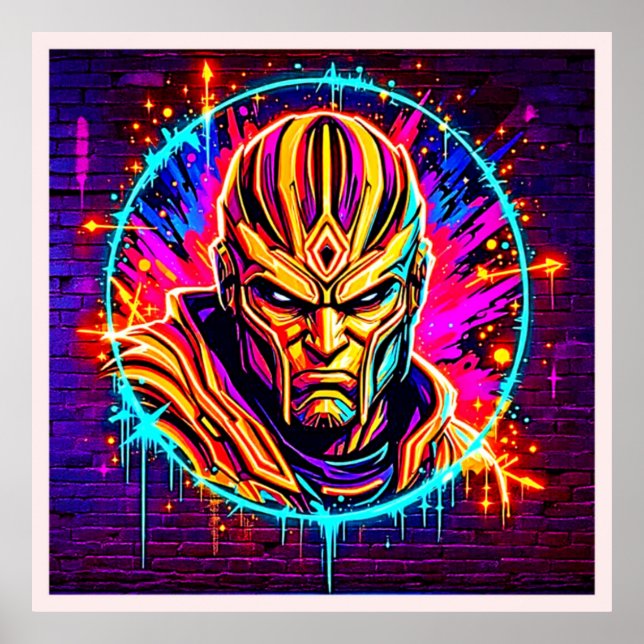 Neon Warrior Power Art Poster (Front)