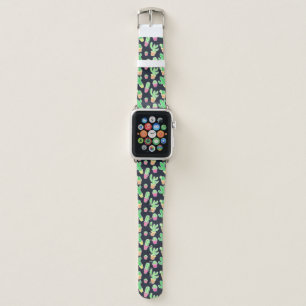 Neon Watercolor Cacti in Pots Pattern Apple Watch Band