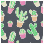 Neon Watercolor Cacti in Pots Pattern Fabric