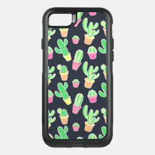 Neon Watercolor Cacti in Pots Pattern OtterBox Commuter iPhone SE/8/7 Case