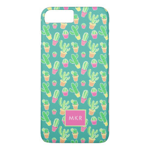 Neon Watercolor Cactus In Pots Pattern iPhone 8 Plus/7 Plus Case