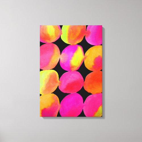 Neon Watercolor circle pattern abstract art color Canvas Print