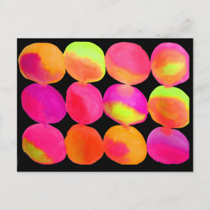 Neon Watercolor circle pattern abstract art color Postcard