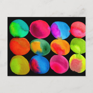 Neon Watercolor circle pattern abstract art color Postcard