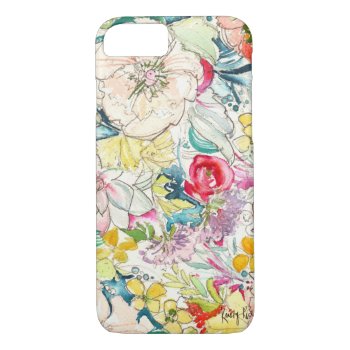 Neon Watercolor Flower Iphone 7 Case by momentaldesigns at Zazzle