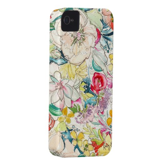 Neon Watercolor Flower iPhone Case (Back/Right)
