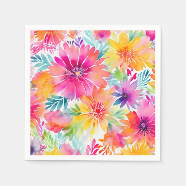 Neon Watercolor Party Napkins (Front)